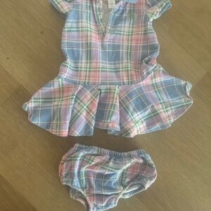 Polo by Ralph Lauren Pastel Plaid Dress & Bloomers - Pink, Blue, Green